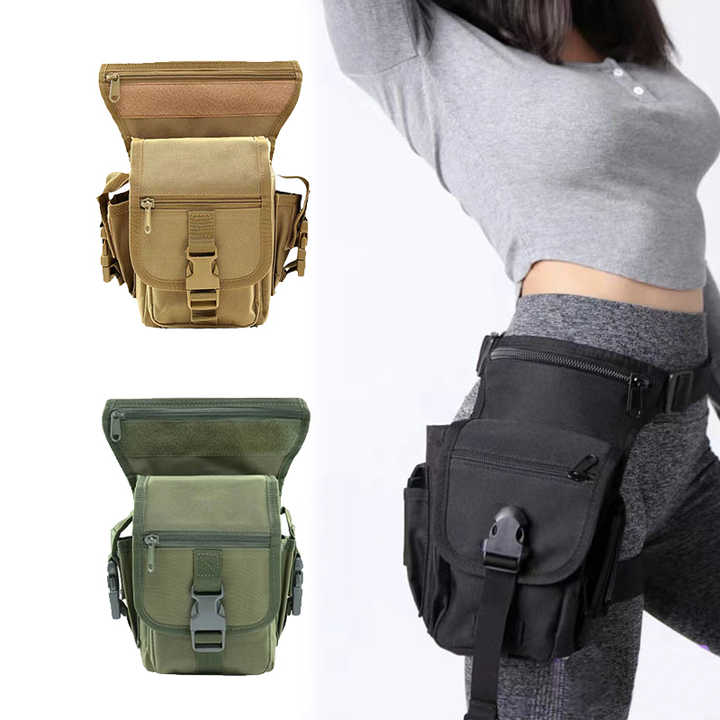 Green Tactical Outdoor Leg Bag - 900D Durable Multi-Layer Waist Pack for Cycling, Fishing, and Security