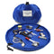 Blue Portable Drawstring Cosmetic Storage Bag for Travel and Daily UseCosmetics pictured are photo props and are not included