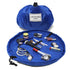 Blue Portable Drawstring Cosmetic Storage Bag for Travel and Daily UseCosmetics pictured are photo props and are not included
