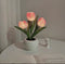 Pink Flowers USB Tulip Night Light - Bedroom Decor Table Lamp with PU Flowers & Ceramic Pot, Perfect Gift for Family & Friends