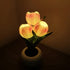 Orange Flowers USB Tulip Night Light - Bedroom Decor Table Lamp with PU Flowers & Ceramic Pot, Perfect Gift for Family & Friends