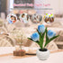 Orange Flowers USB Tulip Night Light - Bedroom Decor Table Lamp with PU Flowers & Ceramic Pot, Perfect Gift for Family & Friends