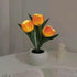 Orange Flowers USB Tulip Night Light - Bedroom Decor Table Lamp with PU Flowers & Ceramic Pot, Perfect Gift for Family & Friends