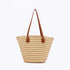 White And Yellow Stripes Handmade Large Capacity Striped Beach Tote Bag with Zipper and Inner Pocket - Summer Vacation Woven Shoulder Bag for Women