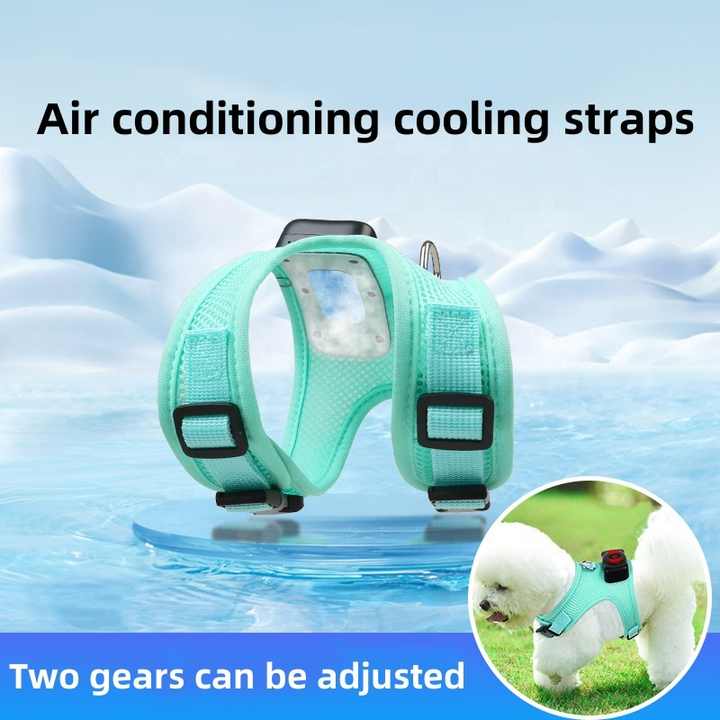 Size M Green Pet Cooling Harness  LED Lights & Leash - Summer Relief for Small Dogs and Cats