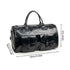 Black PU Leather Travel Duffel Bag - Multifunctional Overnight Gym Bag with Spacious Compartments