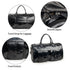 Black PU Leather Travel Duffel Bag - Multifunctional Overnight Gym Bag with Spacious Compartments