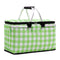 Insulated Picnic Basket with Aluminum Frame - Portable Collapsible Cooler Bag 18L 40*20*23cmGreen plaid
