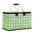 Insulated Picnic Basket with Aluminum Frame - Portable Collapsible Cooler Bag 18L 40*20*23cmGreen plaid