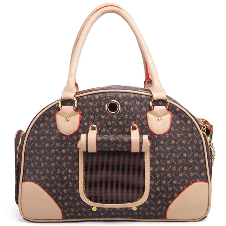 Portable Pet Travel Bag - Anti-Crush Dog Carrier for Outdoor Trips L-42x29x18cm, Coffee Color
