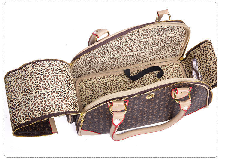 Portable Pet Travel Bag - Anti-Crush Dog Carrier for Outdoor Trips L-42x29x18cm, Coffee Color