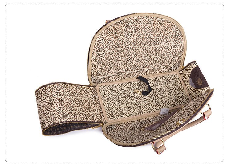 Portable Pet Travel Bag - Anti-Crush Dog Carrier for Outdoor Trips L-42x29x18cm, Coffee Color