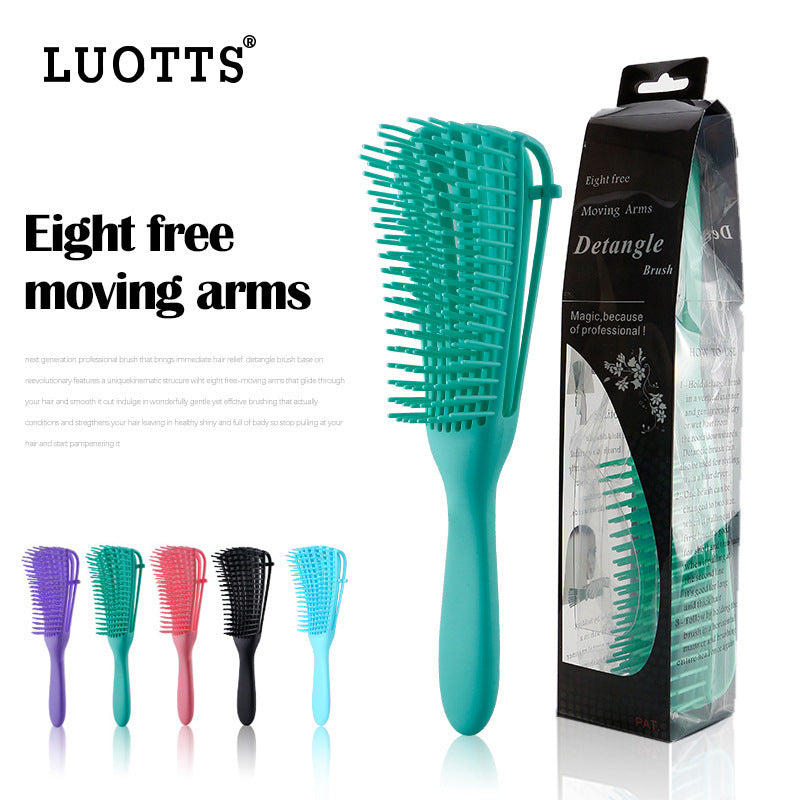 3PCS Green Octopus-Style Detangling Brush - 8 Flexible Arms for Effortless Hair Styling