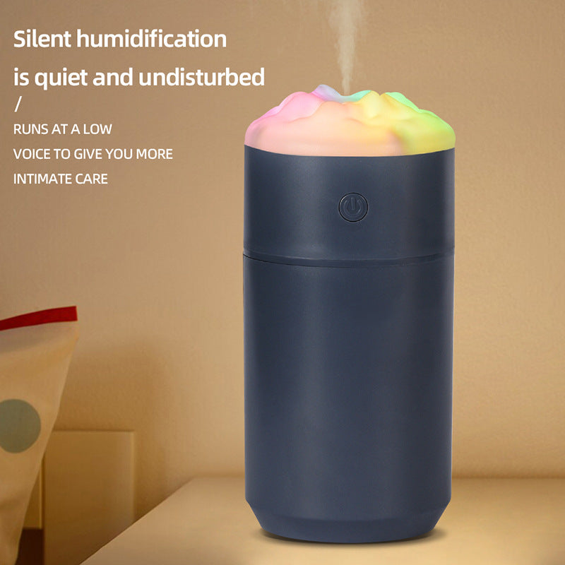 2PCS Blue Portable 350ML LED Desk Humidifier with Non-Wet Design - Silent Cool Mist for Home, Office, and Car