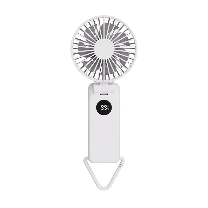 White Portable Handheld Fan with 2000mAh Battery - 3-in-1 Design for Desk, Handheld, and Hanging Use (Model Q3)