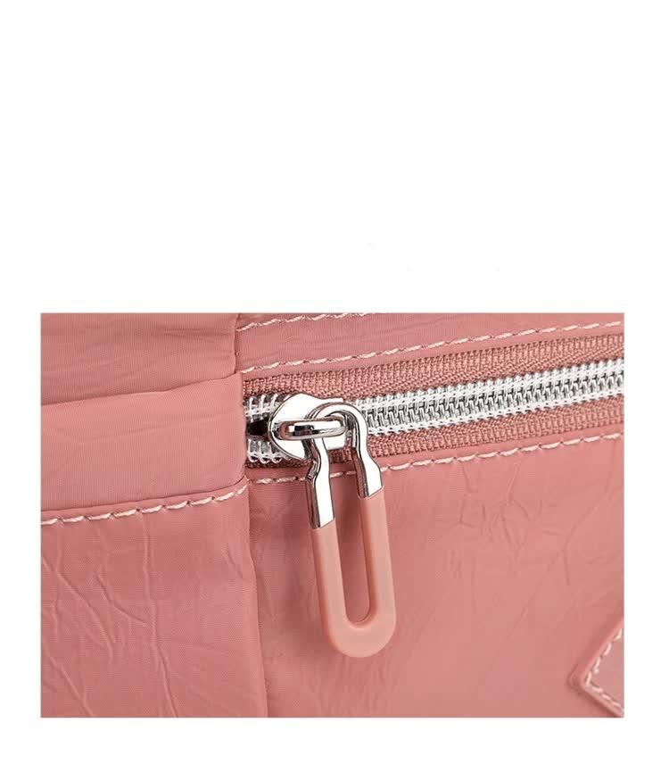 Lightweight Nylon Crossbody Shoulder Bag - Light Blue, Adjustable Strap, Multi-Pocket Design