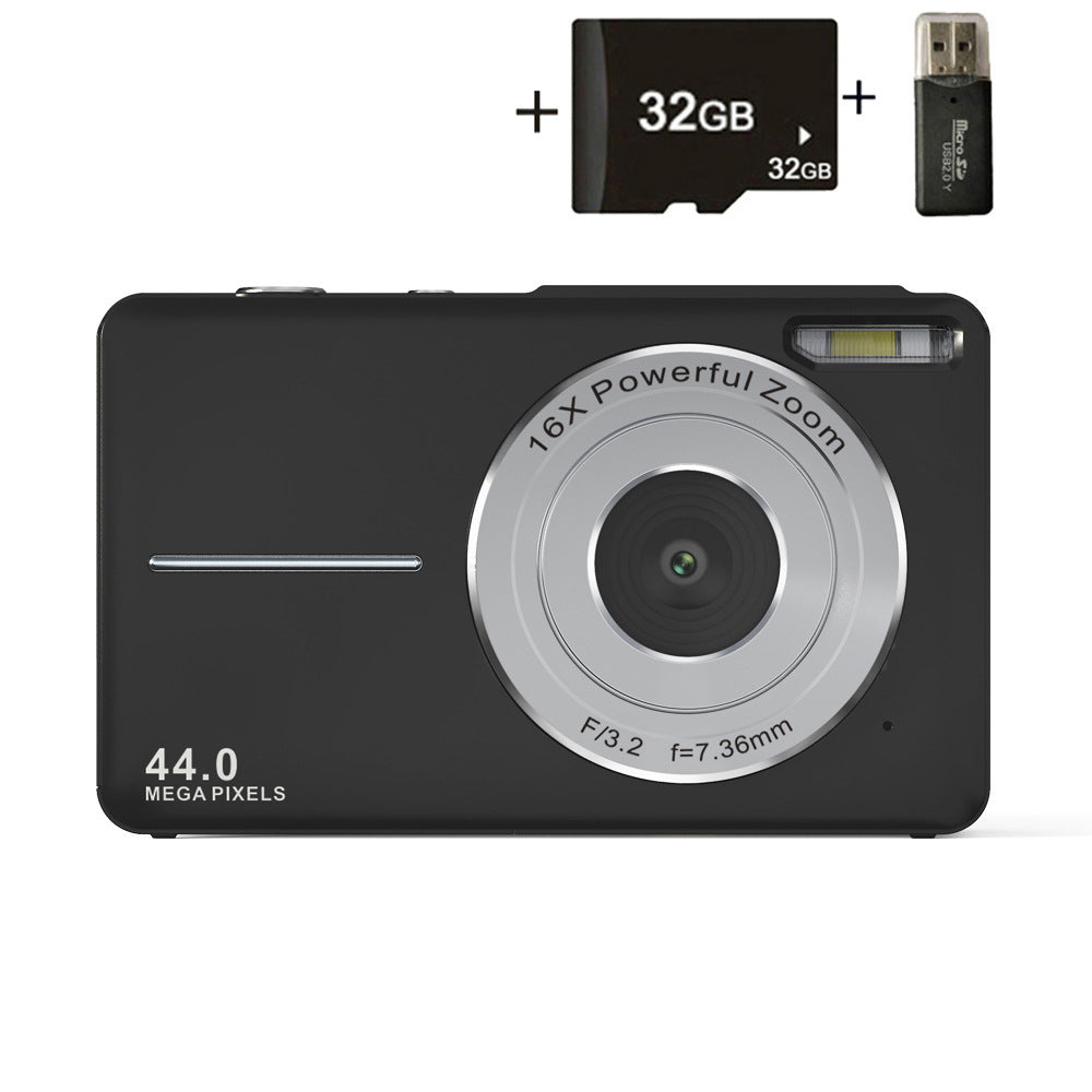 Black DC403 Digital Camera - 16x Zoom , 2.4-Inch IPS Screen, 32GB Memory Card Included