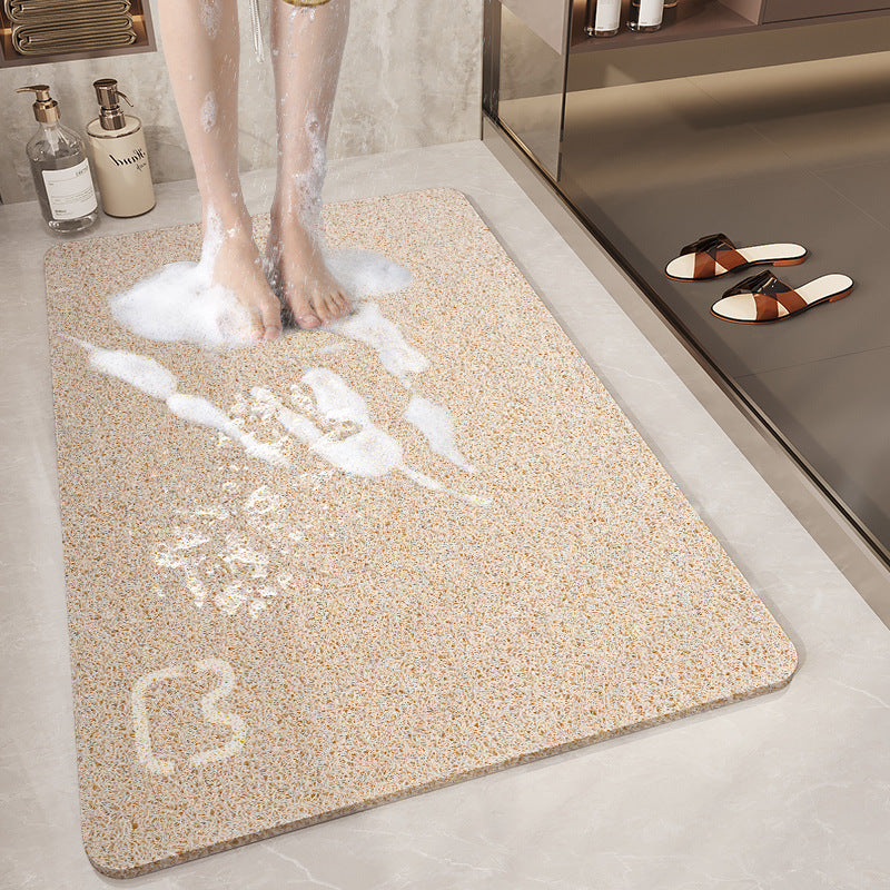 Cat Head Beige Non-Slip Loofah-Style Bathroom Mat - Quick-Dry and Soft 40*80cm