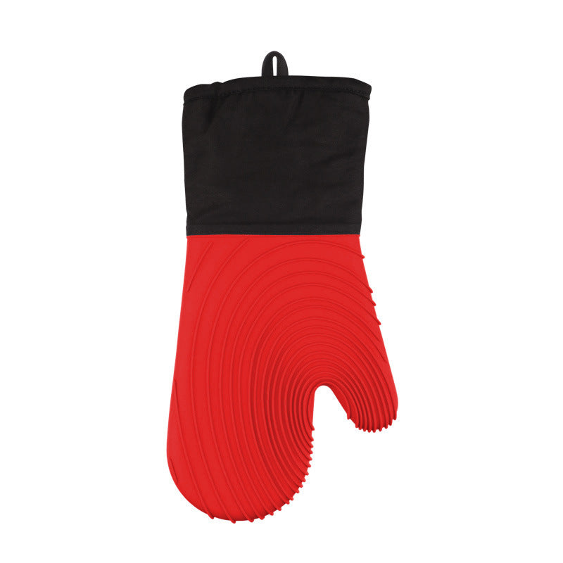 Red Spiral Pattern Silicone Oven Mitts - Heat Resistant and Non-Slip Design (1 Pair/2 PCS)