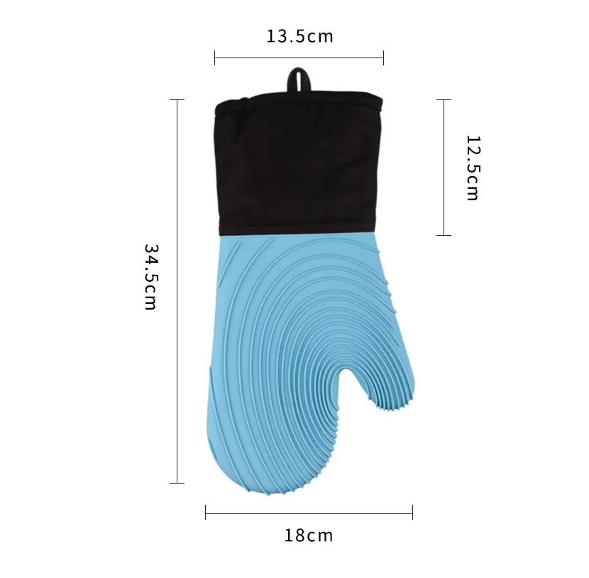 Black Spiral Pattern Silicone Oven Mitts - Heat Resistant and Non-Slip Design (1 Pair/2 PCS)