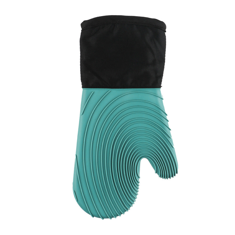 Green Spiral Pattern Silicone Oven Mitts - Heat Resistant and Non-Slip Design (1 Pair/2 PCS)