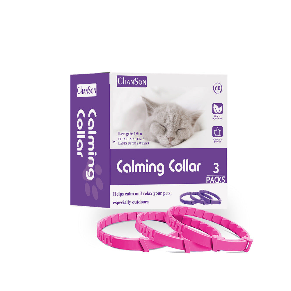 Pink Calming Collars for Cats - Natural Anxiety Relief, Adjustable, 3 Pack 2 set/6PCS