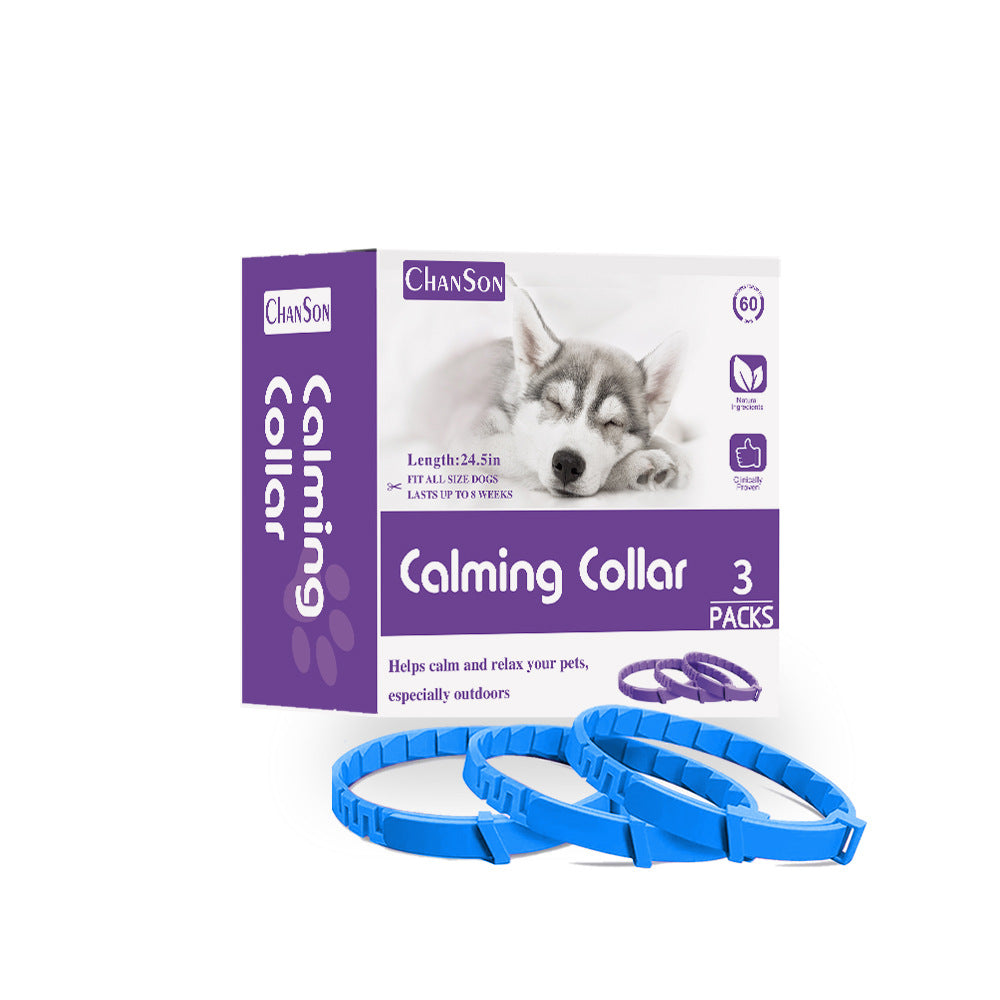 Blue Calming Collars for Dogs - Natural Stress Relief, Adjustable, 3 Pack 2 set/6PCS