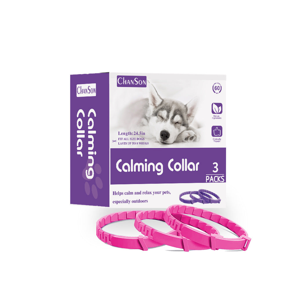 Pink Calming Collars for Dogs - Natural Stress Relief, Adjustable, 3 Pack 2 set/6PCS