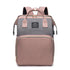 Multifunctional Diaper Backpack with Mosquito Net and Insulated Pockets - Pink and Grey