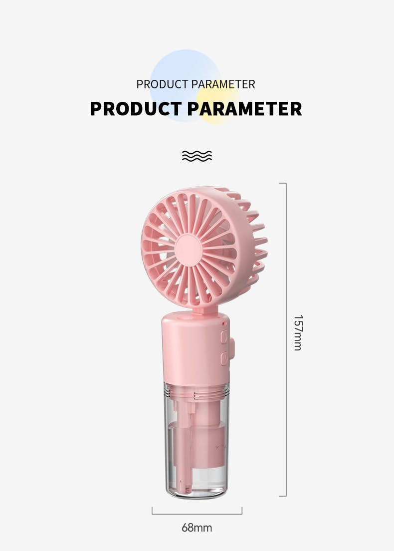 Portable 4-Speed Mini Spray Fan with Moisturizing Function - F2 Pink (2PCS)