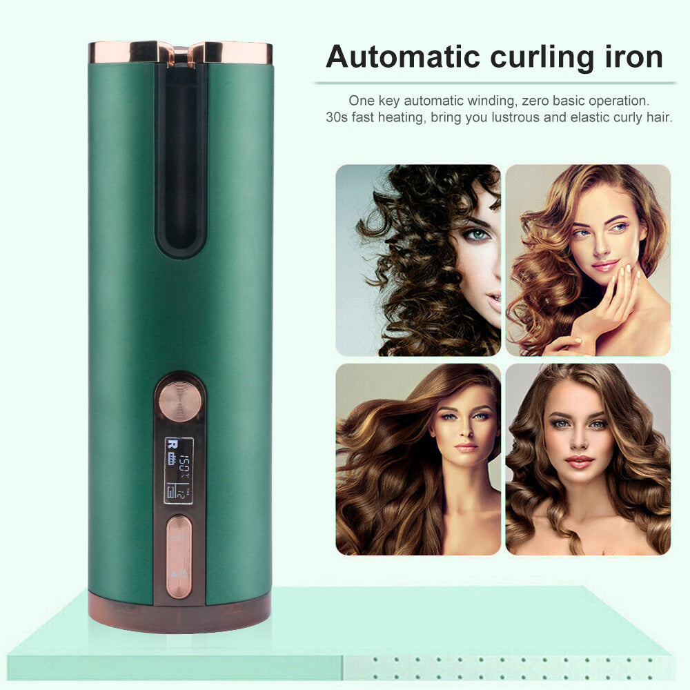 Cordless Automatic Hair Curler with Adjustable Temperature - Purple