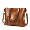 Elegant PU Leather Tote Bag with Detachable Strap - Brown