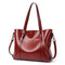 Elegant PU Leather Tote Bag with Detachable Strap - Wine Red