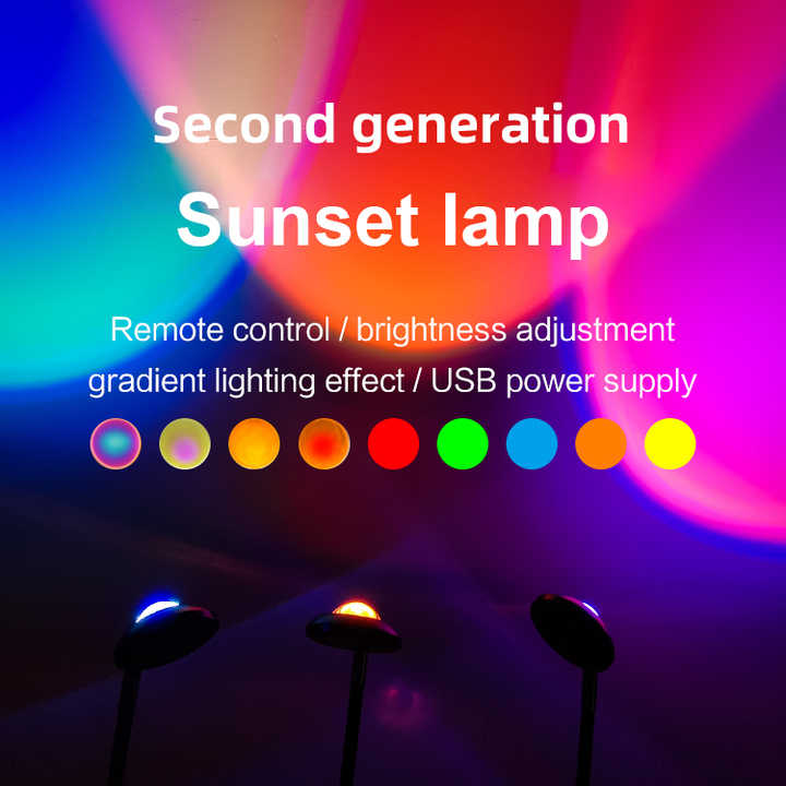 UFO RGB Sunset Projection Lamp with 16 Colors and Remote Control - Black