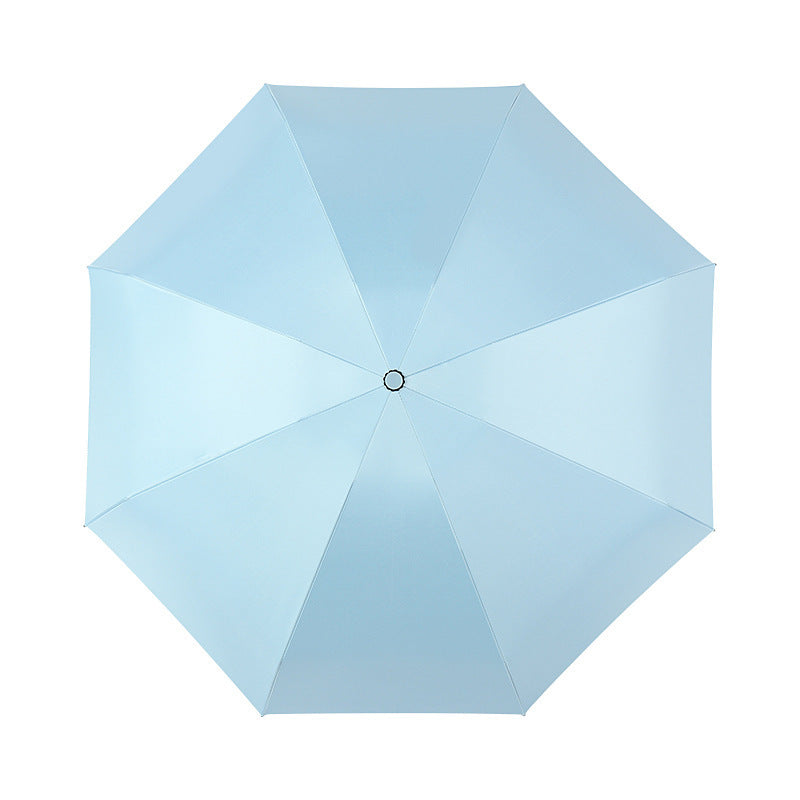 Sky Blue Compact 5-Fold Umbrella with UV Protection, Wind Resistance, and Travel-Friendly Design