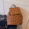 Lightweight Quilted Nylon Backpack with Adjustable Straps - Coffee