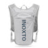 Lightweight Hydration Running Vest with 5L Capacity and Reflective Strips, Gray backpack with Dark blue text