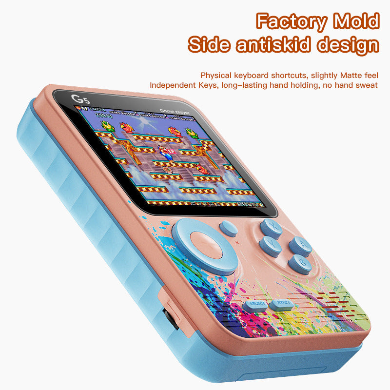 G5 Retro Handheld Game Console with 500 Classic Games - Pink with gamepad