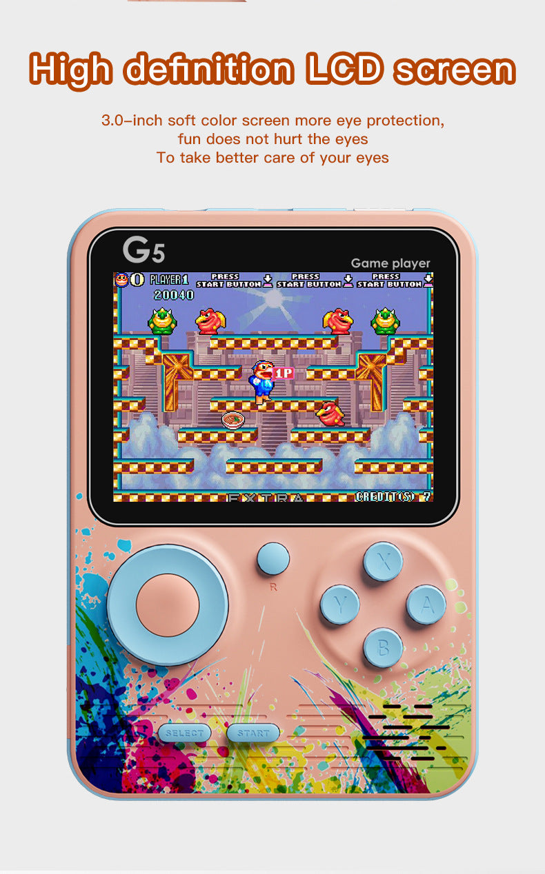 G5 Retro Handheld Game Console with 500 Classic Games - Sky Blue with gamepad