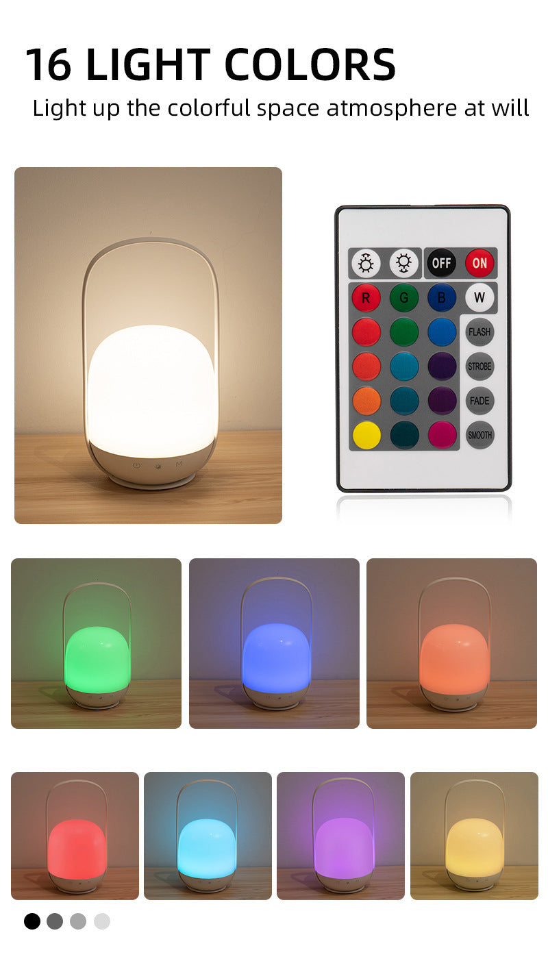 Portable LED Night Light with 16 Colors, 4 Dimming Modes, and Remote Control