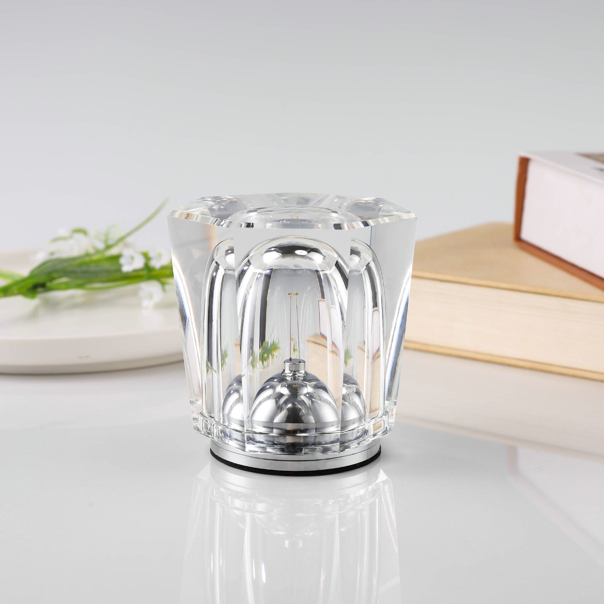 Crystal LED Table Lamp with Starburst Effect, Rechargeable and Portable Design,Type A 90mm H Ã— 82mm W