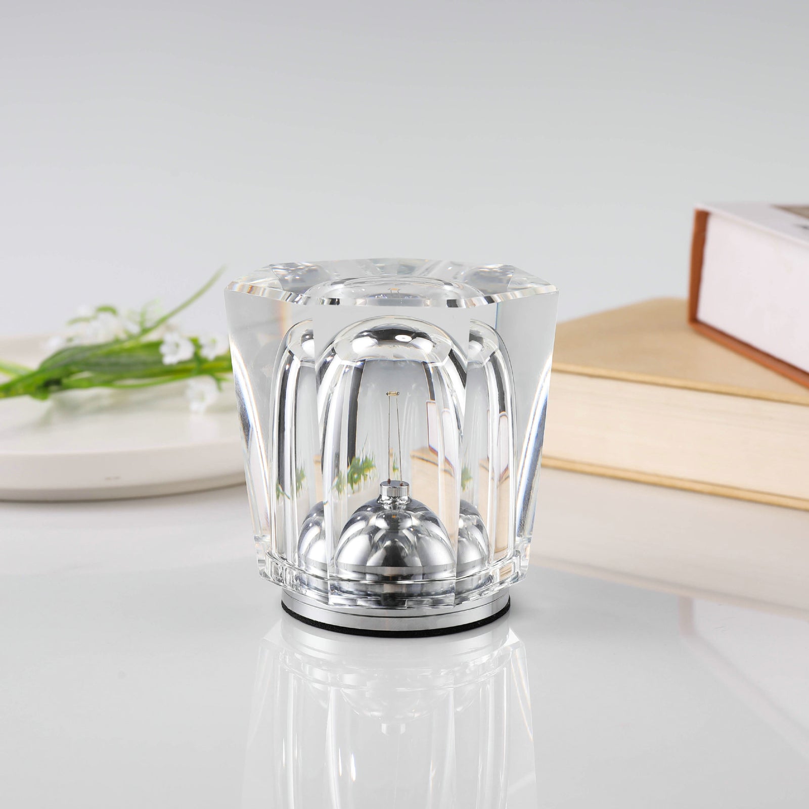 Crystal LED Table Lamp with Starburst Effect, Rechargeable and Portable Design,Type A 90mm H Ã— 82mm W