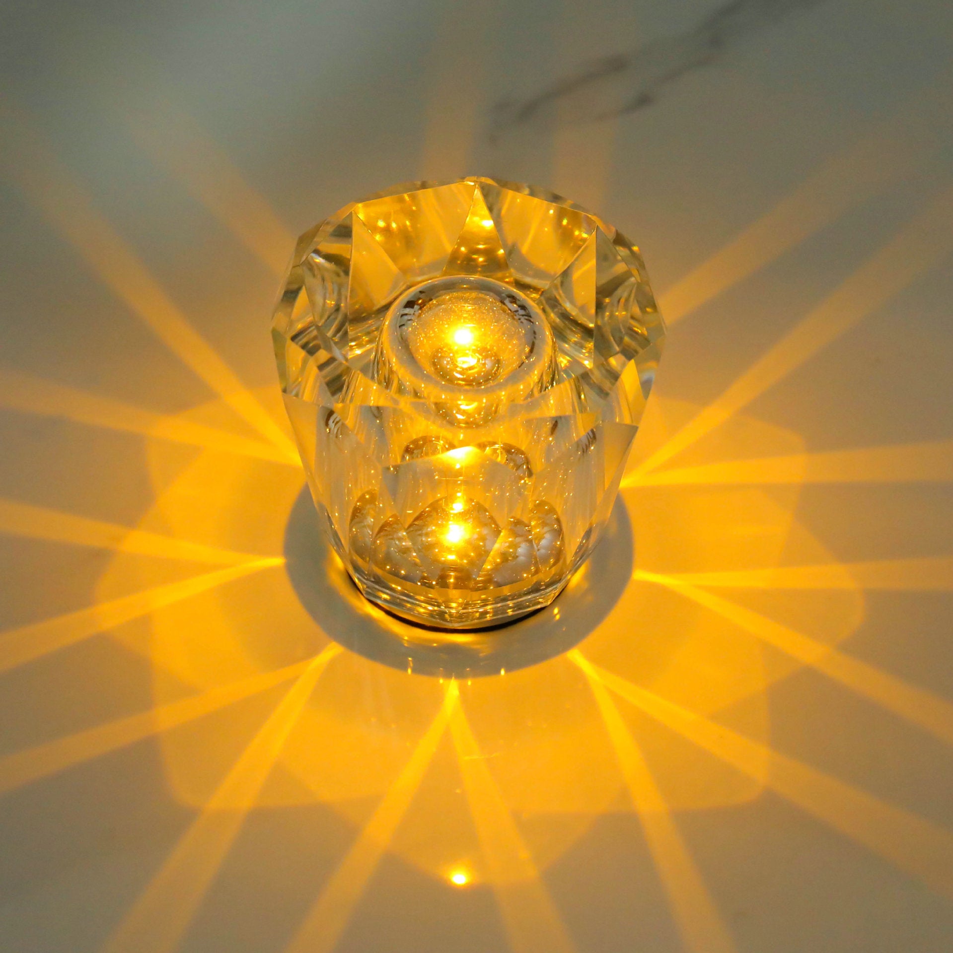 Crystal LED Table Lamp with Starburst Effect, Rechargeable and Portable Design,Type B 90mm H *85mm W