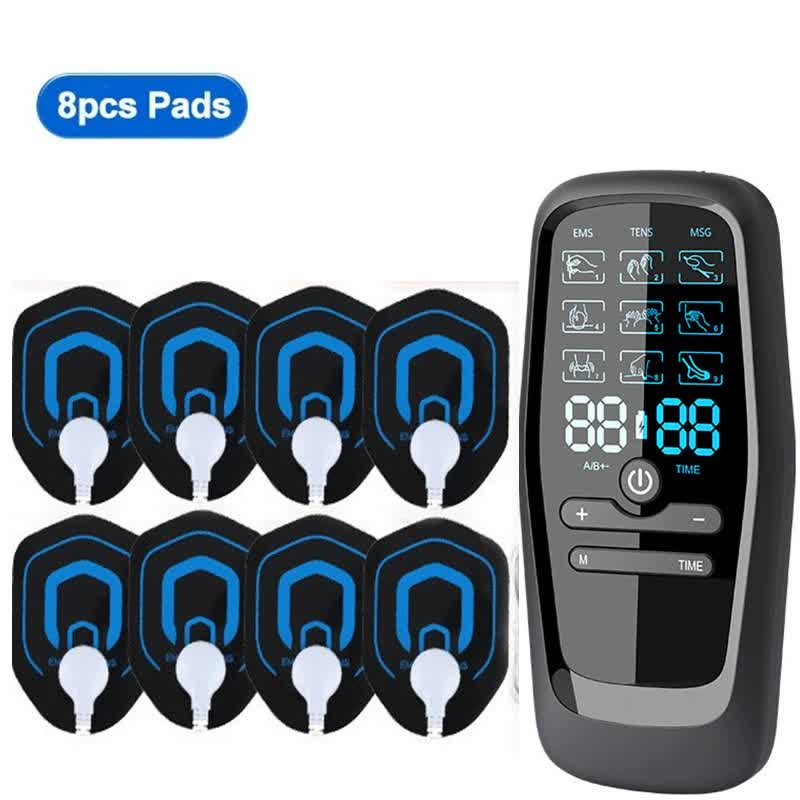 Dual Output EMS/TENS Massage Device with 9 Modes and Type-C Charging, (8 Adhesive Pads)