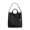 Black Minimalist Nylon Tote Bag with Adjustable Shoulder Strap, Large Capacity