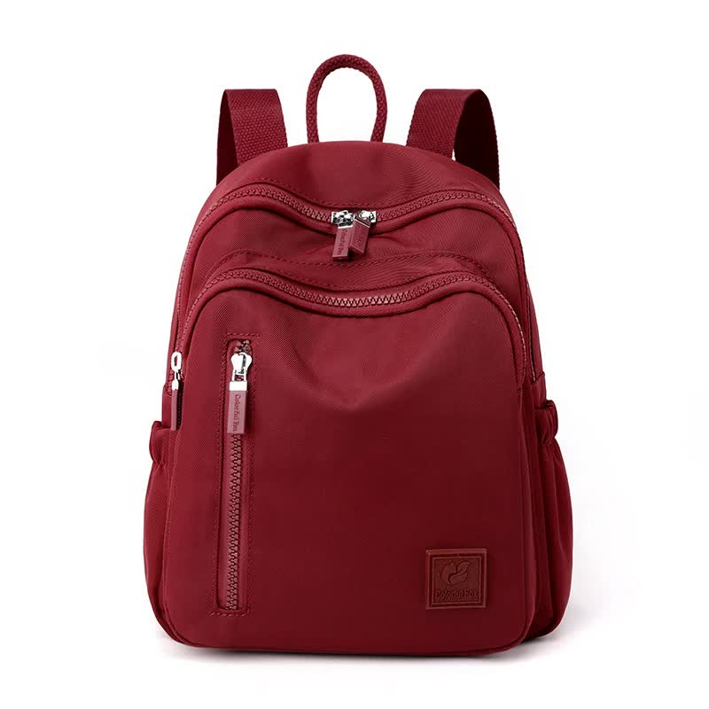 Red Mini Nylon Multi-Compartment Backpack - Lightweight and Stylish Everyday Bag