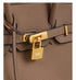 Beige Elegant PU Leather Handbag with Lock Decoration - Structured Tote Bag for Women