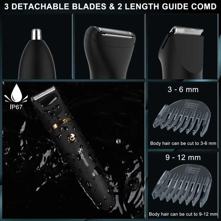 3-in-1 Waterproof Rechargeable Electric Hair Trimmer Set for Men - Professional Grooming Kit