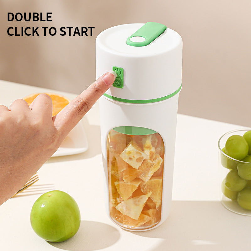 Green Portable USB Rechargeable Juicer Bottle - 2-in-1 Blender and Drink Cup, 480mL