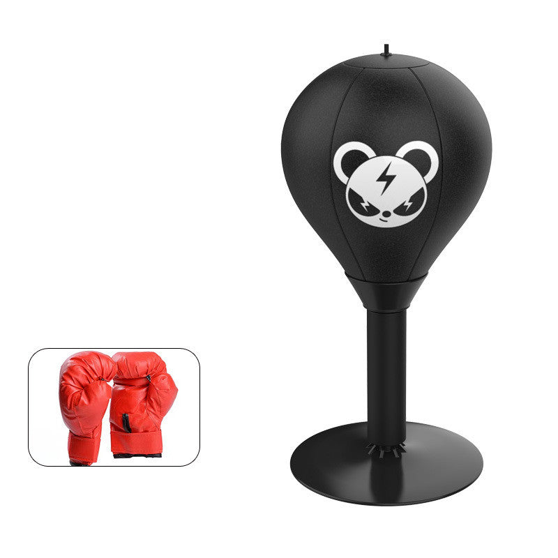 Adjustable Desktop Punching Speed Ball - Durable PU Leather, Stable Base Bear pattern and Kids Boxing Gloves
